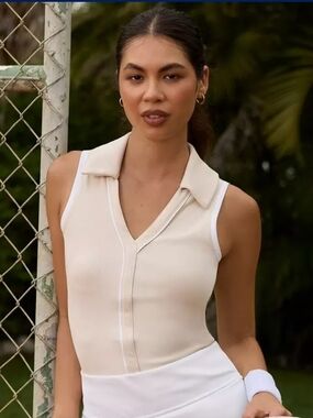 TravisMathew Womens Sip And Sea Moveknit Sleeveless Golf Polo